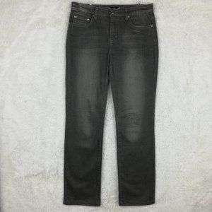 Tru Luxe Womens Jeans Straight‎ Leg Denim Gray Charcoal Wash Beaded Rhinestone 8